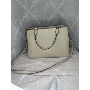 Kate Spade Leila Med Triple Compartment Satchel Bag Light Sand crossbody Purse